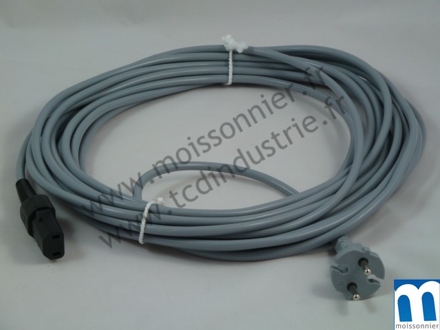 Câble NILFISK GS80, ZEF 10, gris 10 m 2x1,0 H05VV-F (avec 2 ergots)