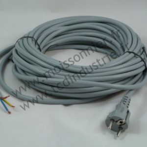 Cordon bipolaire + terre gris 15 m 3x1,5 H05VV-F