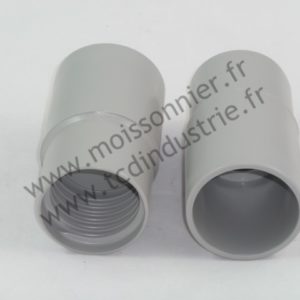 Embout A72/84 vissant 51mm gris sur flexible ø 38 mm int.