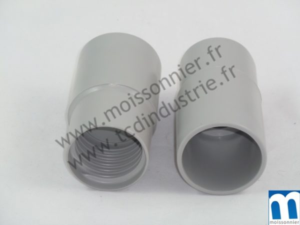 Embout A72/84 vissant 51mm gris sur flexible ø 38 mm int.